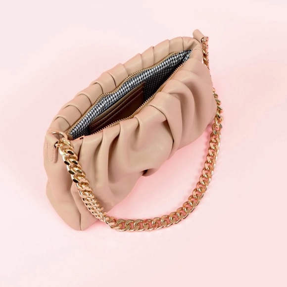 NWOT Madison West Ruched gold chain small bag - Picture 3 of 9